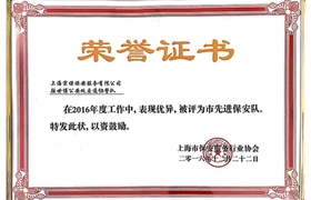 世博協(xié)警隊“市先進(jìn)保安隊”榮譽(yù)證書(shū)